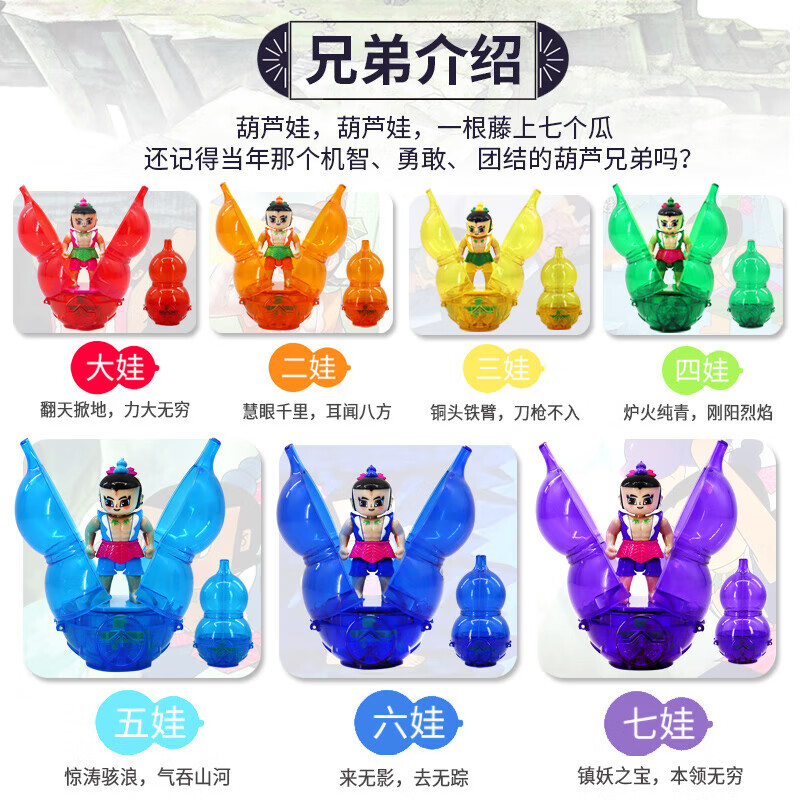 葫芦娃玩具变形爆射葫芦宝劲爆葫芦王全套七兄弟收藏公 葫芦娃大套装【7葫芦+7公仔】