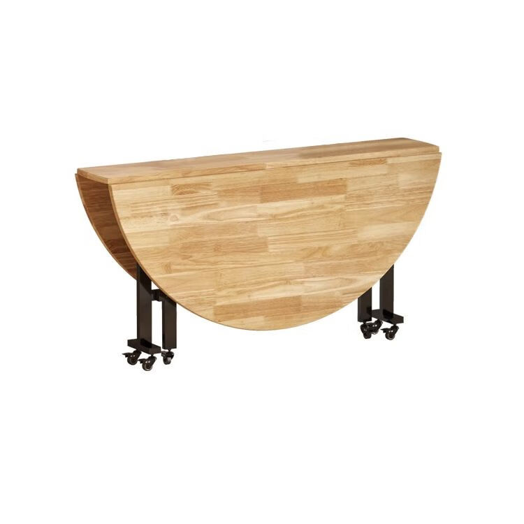 越灏实木折叠餐桌家用小户型新款简约吃饭圆桌子可折叠多功能移动饭桌 1.8米桌+1.2 转盘【14把圆凳】