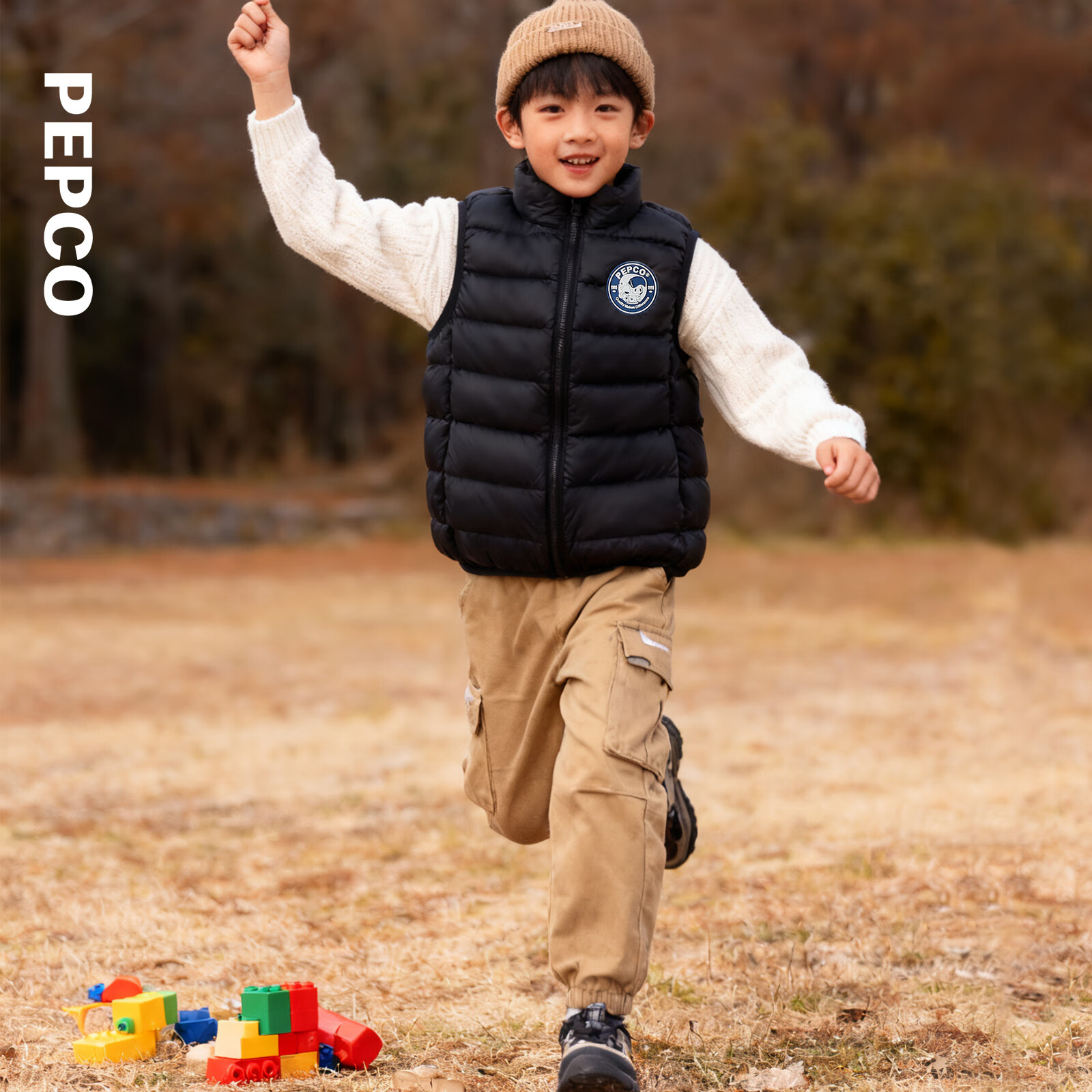 小猪班纳童装冬装新款儿童羽绒背心中大童男童马甲女童上衣潮 冰淇淋粉 150