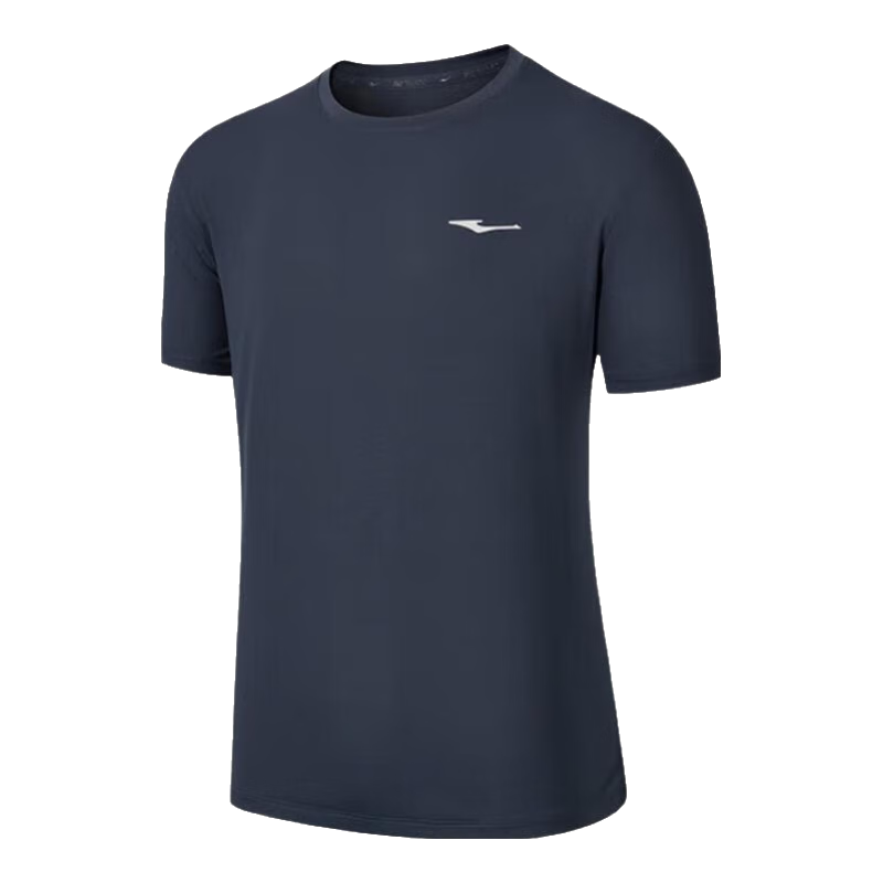 鴻星爾克短袖男夏季新款冰感速干衣跑步健身休閑百搭t恤體考運(yùn)動上衣T恤男 【冰感排汗短T男】礁石藍(lán) XL