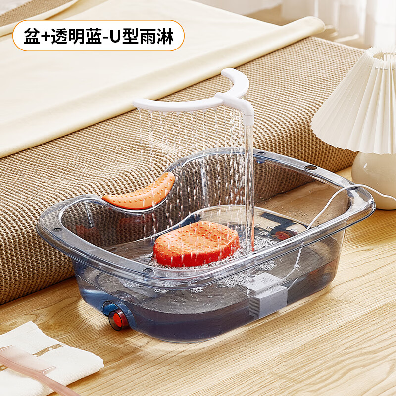 本来新选大号头疗泡头盆水循环恒温平躺洗头盆多功能养发泡头神器U型雨淋 冰川蓝+U型雨淋【头疗升级】
