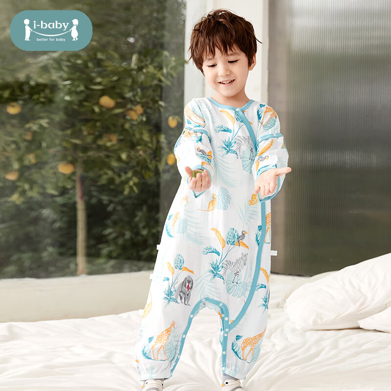ibaby【四层纱布恒温睡袋】宝宝分腿睡袋秋季防踢被B 四层纱布-动物巡游-可拆袖(室温24-28℃) 110码 京东折扣/优惠券