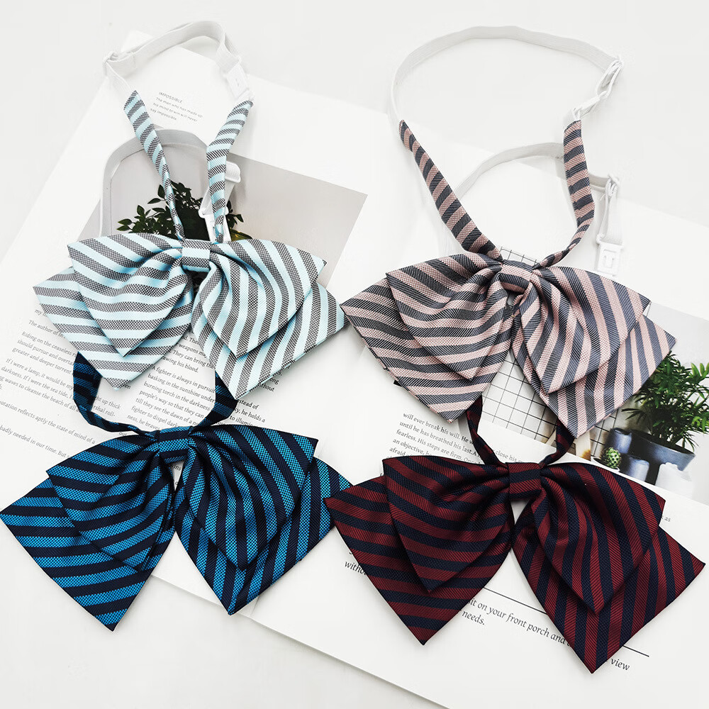 【精选】双层蝶形加大JK领结领花学士服百搭通用条纹蝴蝶结女 S2C-01