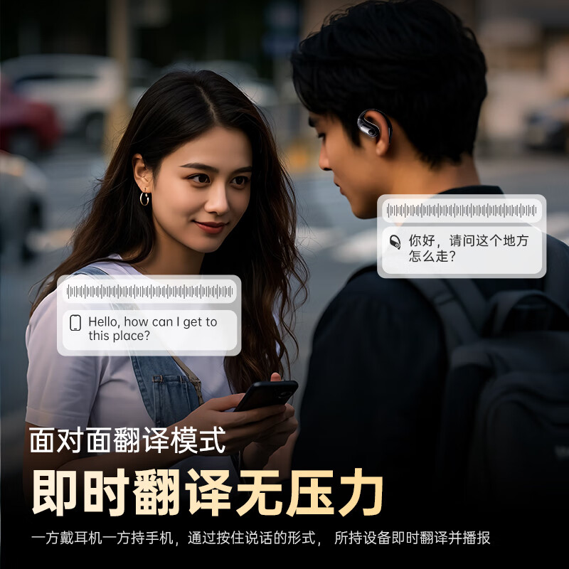 电萝卜AI无线蓝牙耳机挂耳式 实时翻译运动耳机(AI智能降噪 搭载DeepSeek-R1)适用华为小米苹果 40H续航丨HiFi音质丨实时翻译丨黑
