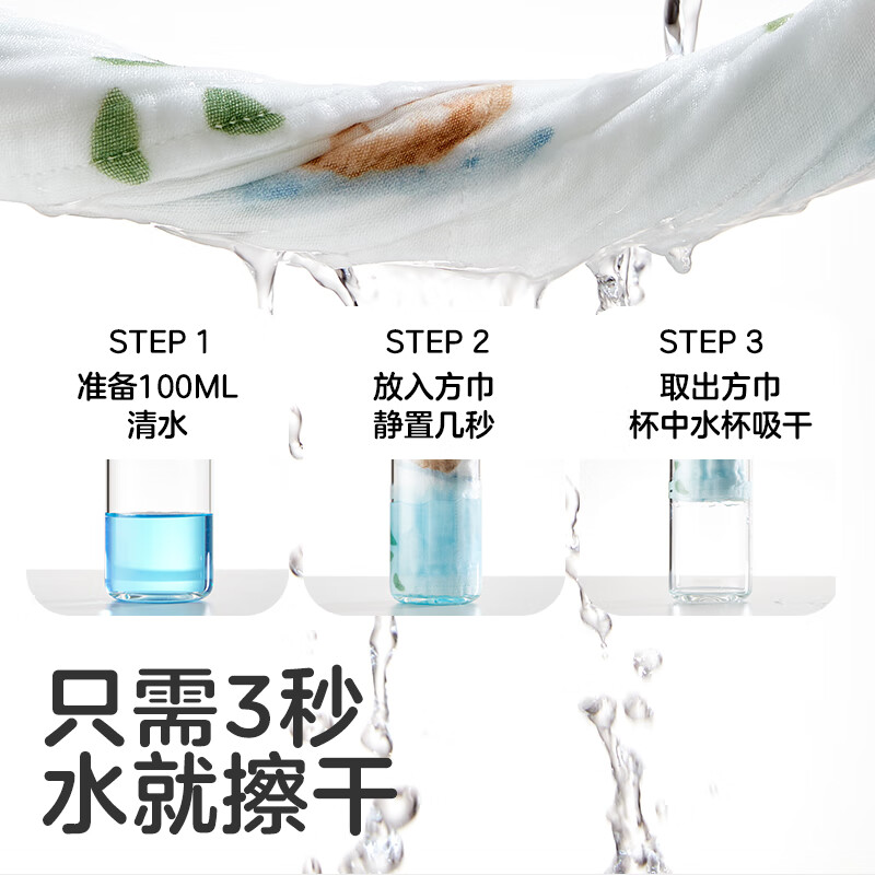 可优比（KUB）婴儿口水巾洗脸巾宝宝喂奶巾新生儿纯棉纱布毛巾小方巾手帕 森林之悦【6条装】30*30cm带挂绳