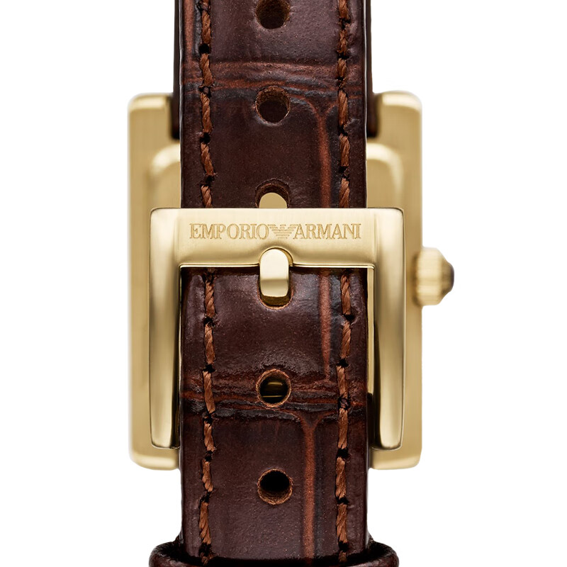 EMPORIO ARMANI手表女士小方表新品石英女轻奢时尚皮带官方正品送女友生日礼物 AR11705
