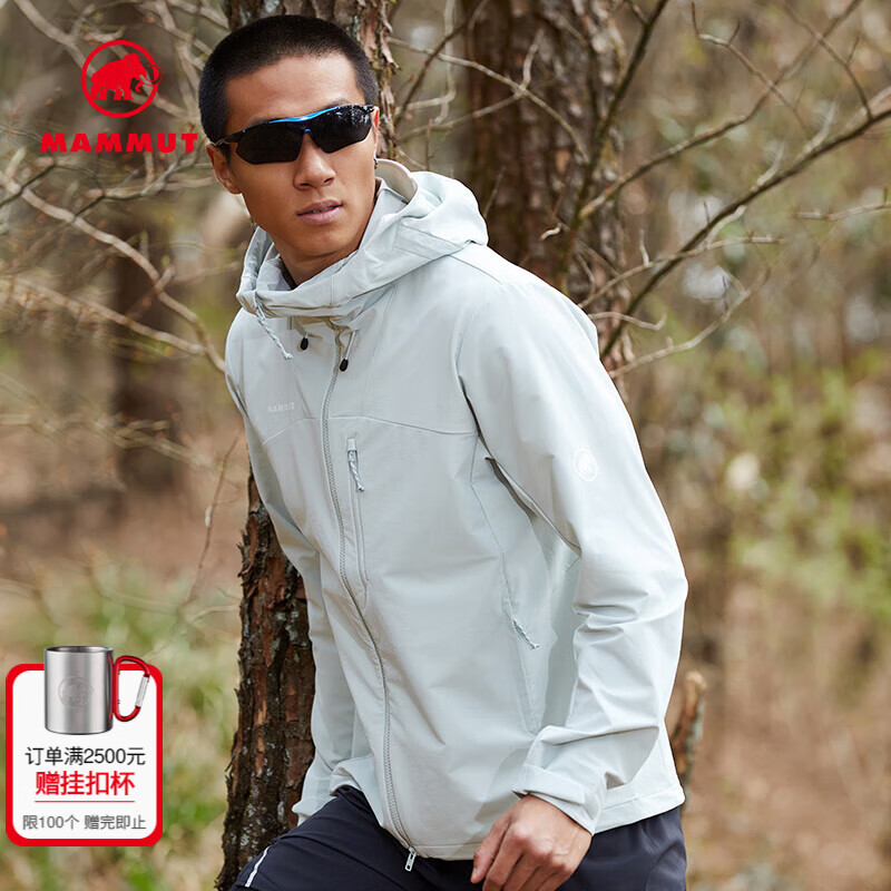 猛犸象（MAMMUT）Trekkers 男士戶外運(yùn)動(dòng)輕便舒適防風(fēng)防潑水夾克外套軟殼 鼠尾草綠 XL