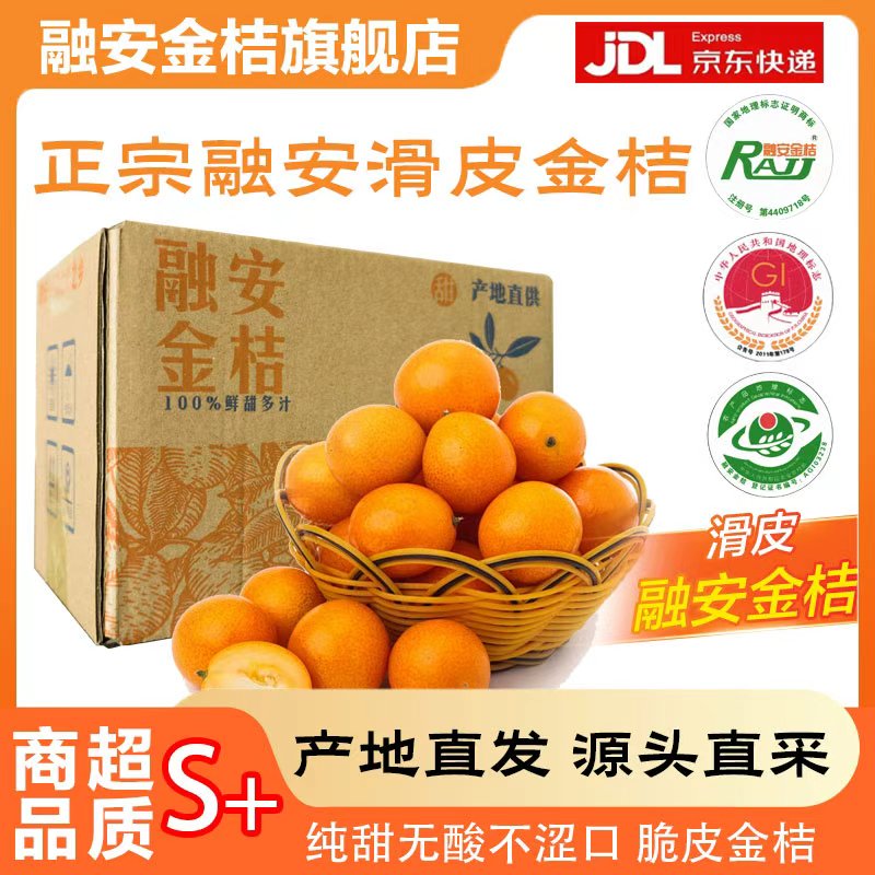 融安金桔旗舰店正宗广西融安金桔脆皮金桔滑皮金桔金柑甜脆新鲜水果包邮 净重3斤【脆皮金桔】小果135-165个 纯甜无酸 产地直发