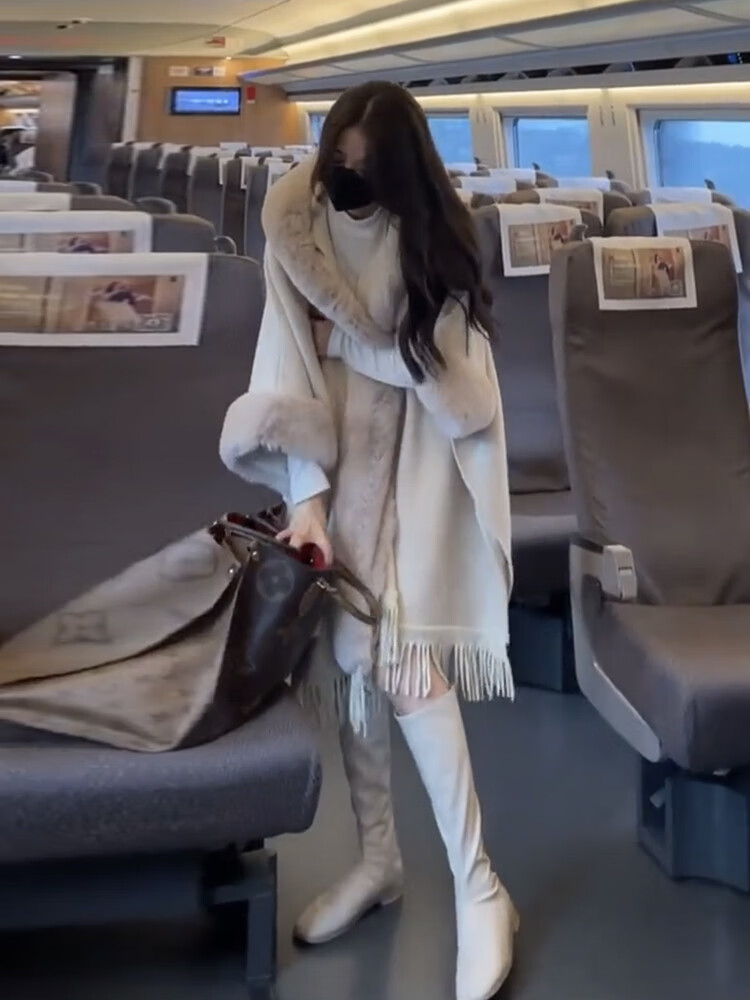 针织开衫冬季粗毛衣外套女毛领宽松羊毛斗篷秋冬围巾披肩外搭高端 姜黄色(加绒) XL 建议体重135-165斤穿