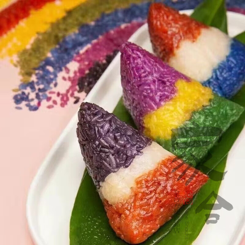 食怀云南文山特产七彩花糯米手工粽子甜粽云之彩虹五彩粽子七彩粽子