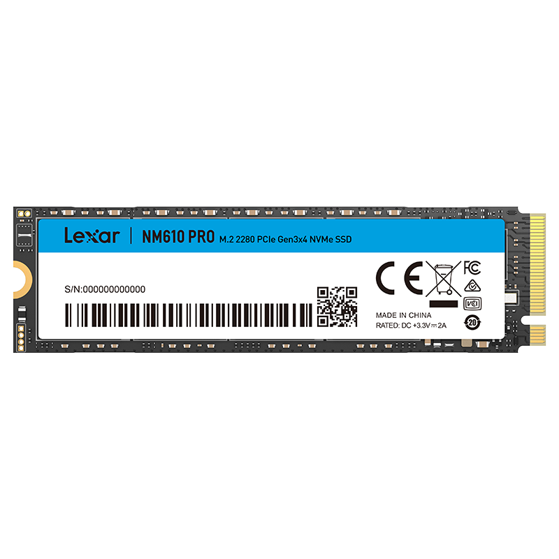 雷克沙（Lexar） 500G SSD固态硬盘 M.2接口 NVMe协议（PCIe 3.0x4）NM610PRO 快速加载 广泛兼容