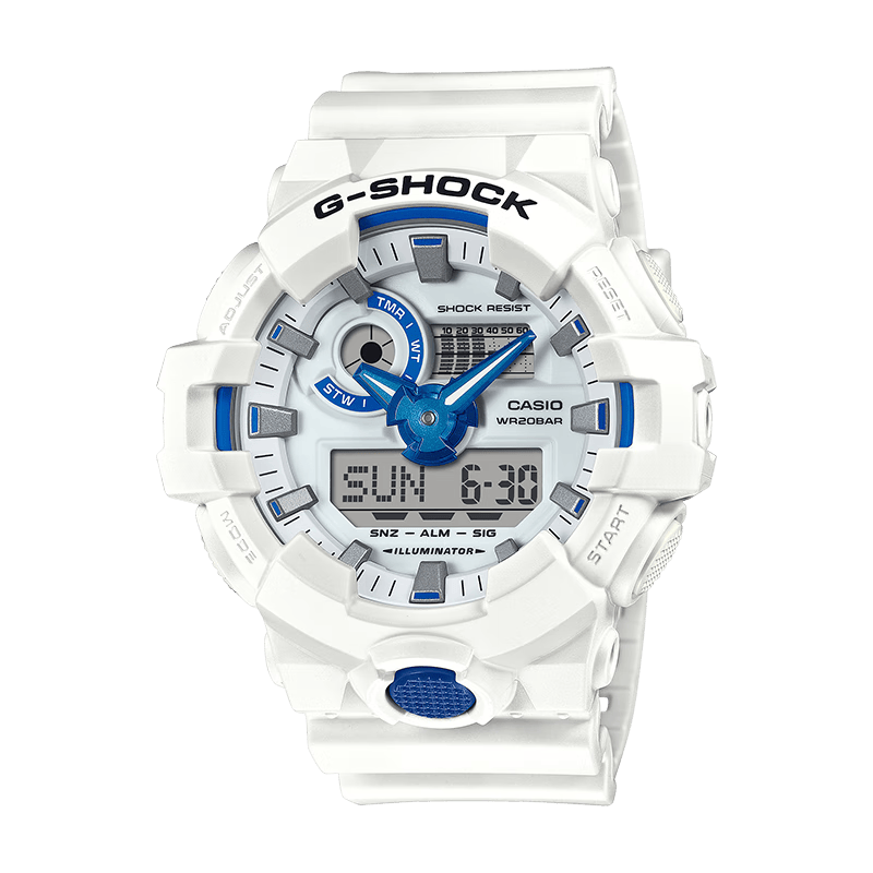 卡西欧（CASIO）【手表礼物】男手表G-SHOCK黑武士悟空黑金潮流时尚运动电子表 GA-700HDS-7APR白骑士 炫酷夜光