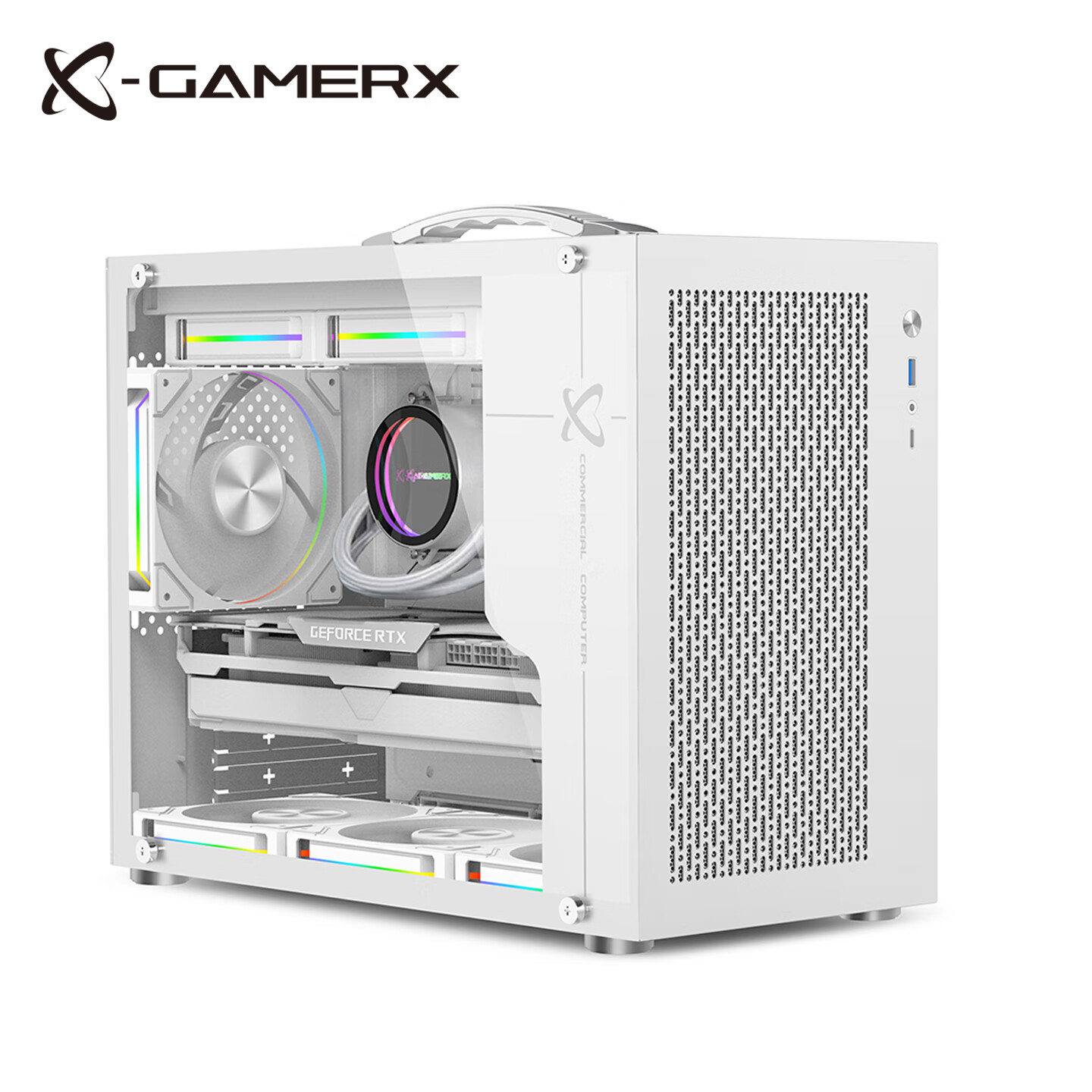 未知玩家X100PRO玻璃侧透MATX台式机240水冷电脑机箱 手提便携式MINI游戏ITX小机箱Type-C机箱 X100 PRO 机箱白色