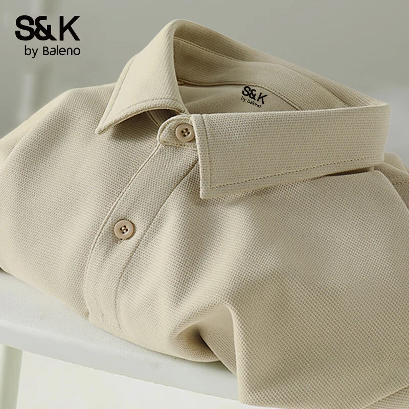 班尼路（Baleno）S&amp;K系列男士POLO衫列美式休闲风夏季挺括抗皱翻领潮流简约百搭 【重磅棉】-卡其#纯色 L （建议120-140斤）