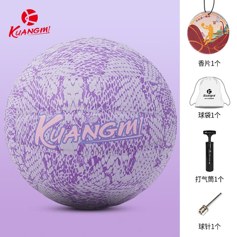 狂迷蛇年5号排球软皮硬排训练刻字生日礼物初中生中考学生专用 5号 紫+赠送打气礼包