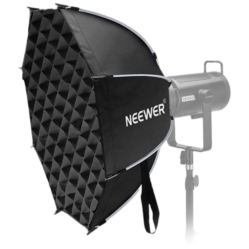 紐爾（NEEWER）NS65P 65cm快裝深拋柔光箱直播攝影配件柔光罩直播便攜保榮口柔光燈箱傘式深口拋物線格柵柔光箱