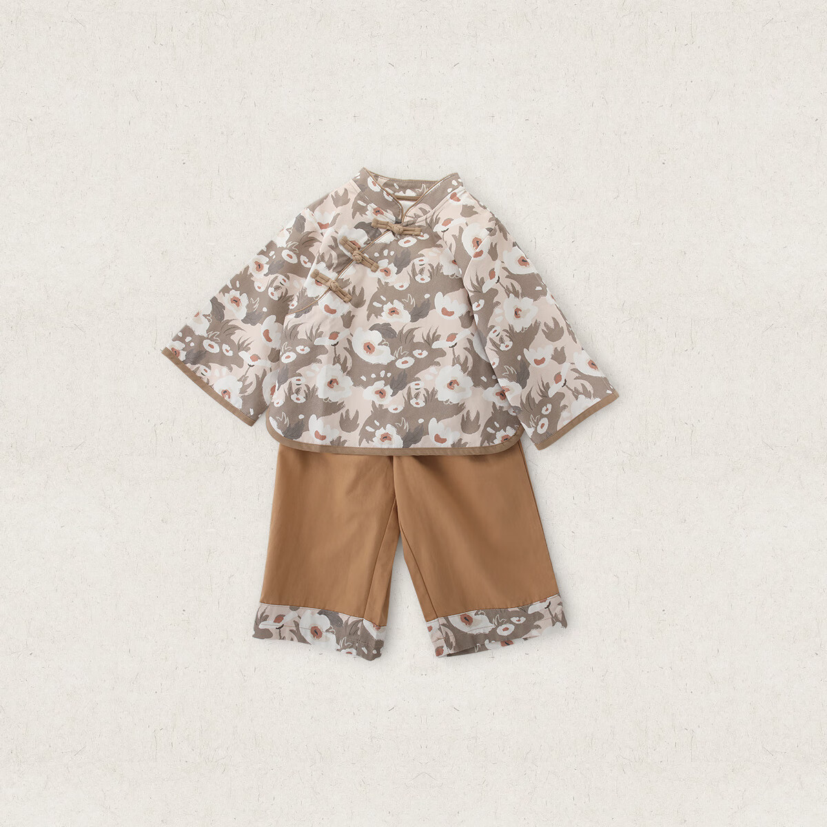 汉宫优品女童秋装套装2025新款洋气时髦春秋季衣服纯棉儿童新中式宝宝汉服 花朝月夕 90