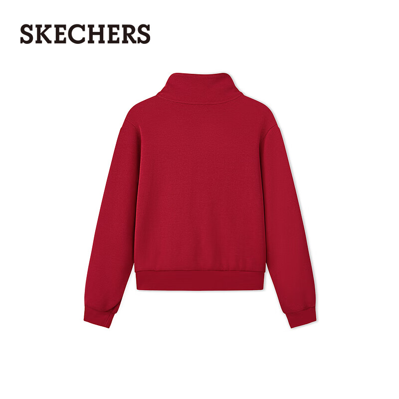 斯凯奇（Skechers）针织套头卫衣女2025秋季新款长袖外套休闲运动服L425W012