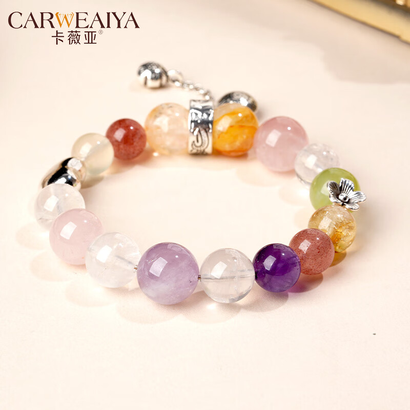 卡薇亚天然多宝水晶手串多色水晶混搭手串轻奢小众配饰礼物简约时尚饰品 珠径（10-14mm）