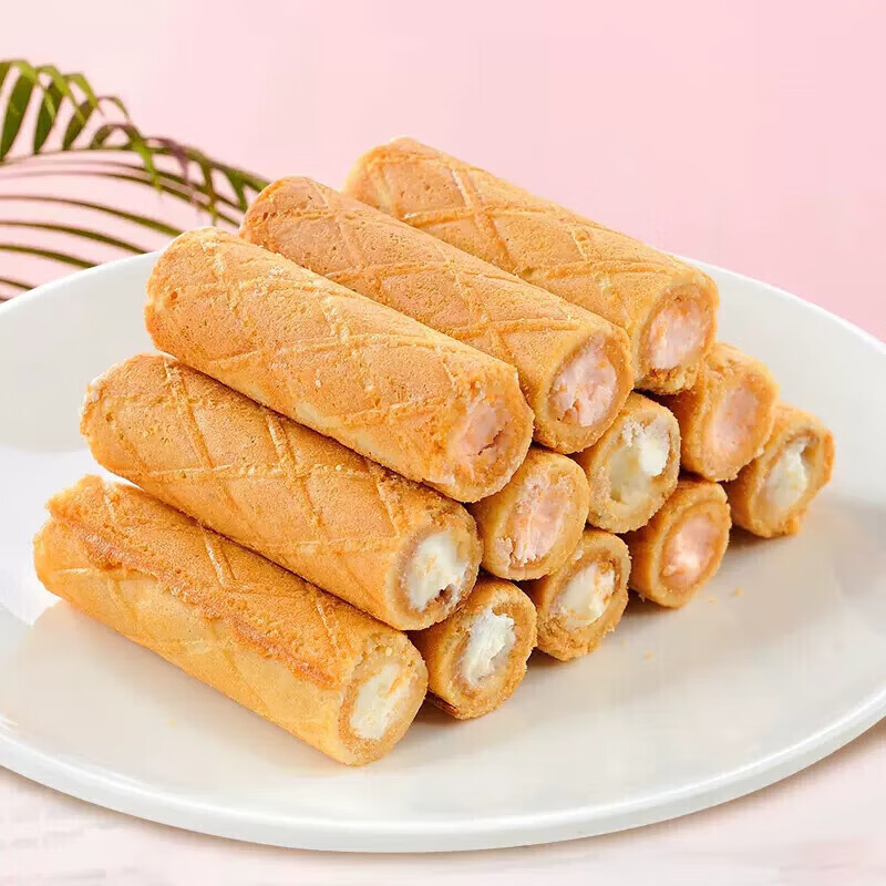 徐福记卷心酥糕点夹心饼干蛋卷儿童零食早餐食品点心解馋小零食批发 【囤货装】草莓味475g