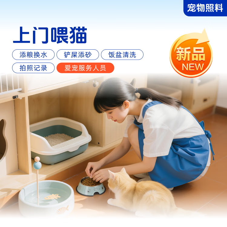 【轻喜到家】 上门喂宠物 同城保洁上门服务 上门喂猫喂宠物服务 上门喂猫-单次 ≤3只(约30分钟) 全国68城 京东折扣/优惠券