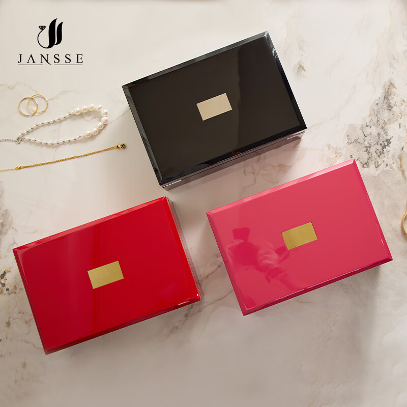 匠偲轻奢首饰盒高档精致黄金首饰收纳盒防氧化手镯首饰存放盒珠宝盒子 中国红