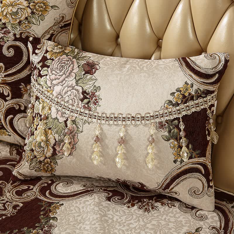 索菲娜欧式沙发垫坐垫四季通用沙发垫布高级感防滑皮沙发垫子定制靠背巾 YBN素锦华庭-咖色(雪尼尔) 扶手巾48*55cm一片(尺寸不含花边)