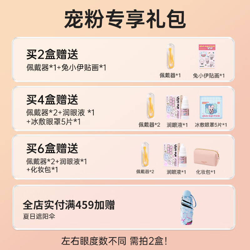 伊娃爱美瞳日抛大眼萌系列杏仁奶糖10片装大小直径隐形眼镜 【NEW】漫画腮红10片/盒(蜜桃粉褐) 400度