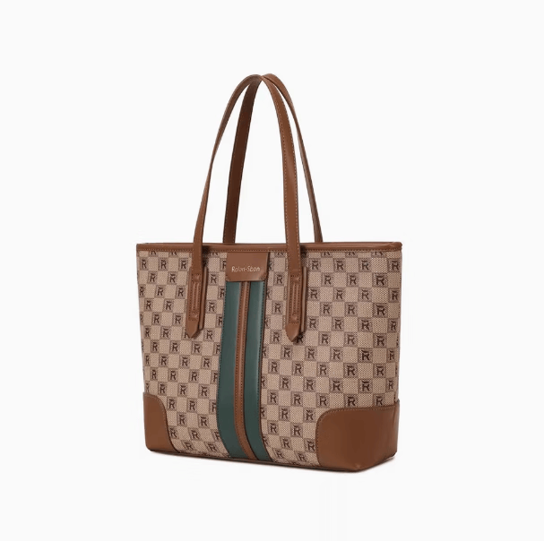 香奈小香品牌托特包女真皮复古腋下包时尚百搭手提包大容量女士单肩包礼物 /卡其棋盘格