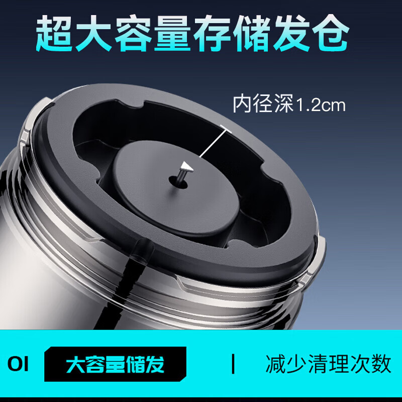 DIKTT【德国】2026新款男士理发器单刀头光头剃光头男自刮胡电动剃须刀大功率自助理发一机两用储存毛发 银色大圆头【超大储发仓】 理发神器+大礼包【全家适用 不卡发】