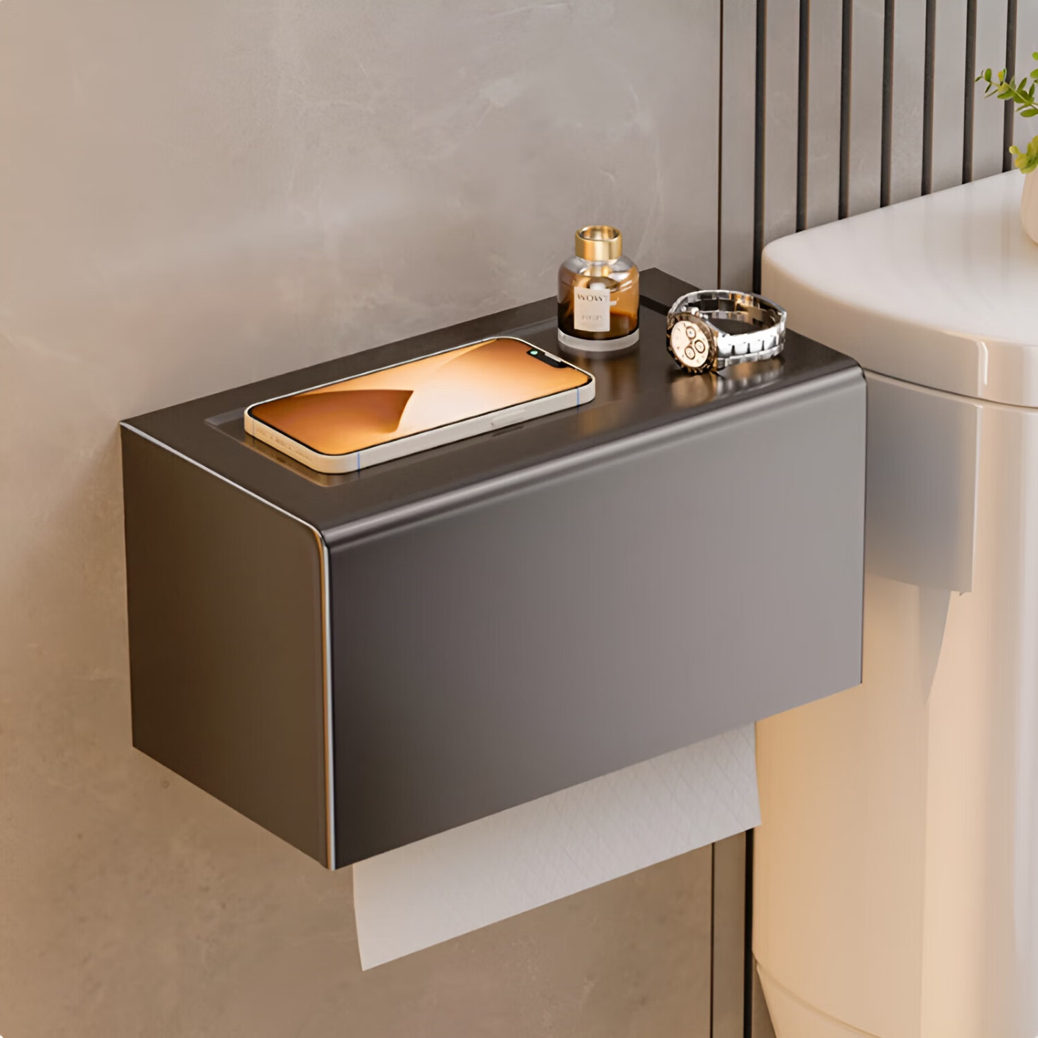 百字卫生间纸巾盒厕所抽纸盒置物架卷纸架挂壁式浴室免打孔卫生纸盒