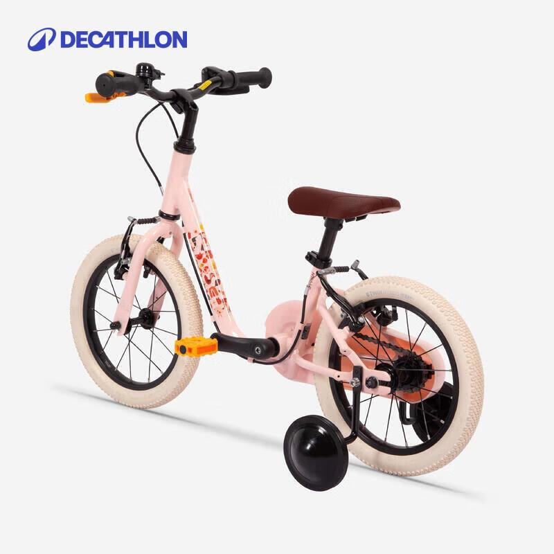 迪卡侬儿童自行车14寸轻便安全易学平衡自行车儿童单车粉色-5156281