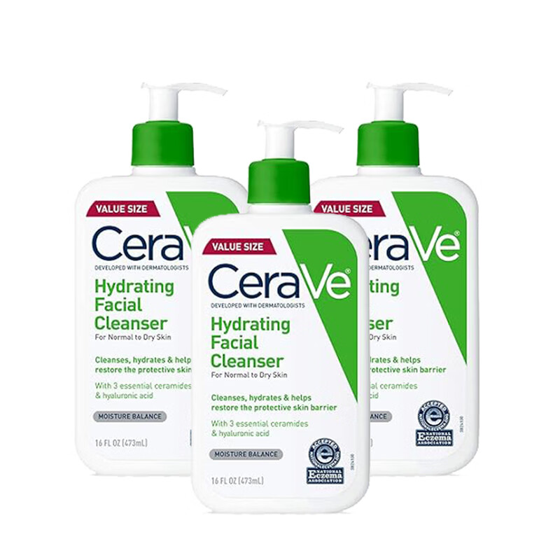 ���ַ���CeraVe��CeraVe����ĭ��ʪ�޻�ϴ�����ºͽ����Ƥ/���м����� 473ml*3