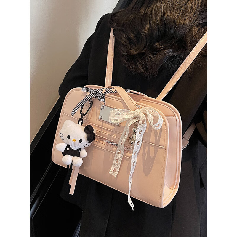 2025时尚潮流感腋下公文包包百搭大容量新年学院风双肩背包女 米白色