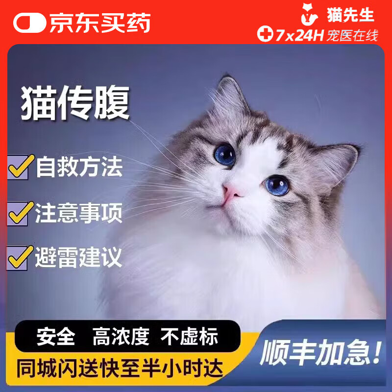 44I1猫腹传针剂油剂干性湿性传腹片剂大肚子腹水腹膜炎精神食欲差 2KG口服片剂【10片】1盒