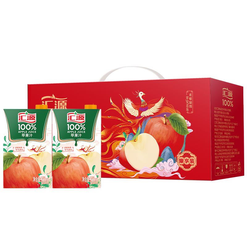 匯源100%果汁蘋(píng)果汁濃縮果汁飲料750ml*5盒整箱節日禮盒裝禮盒果蔬汁