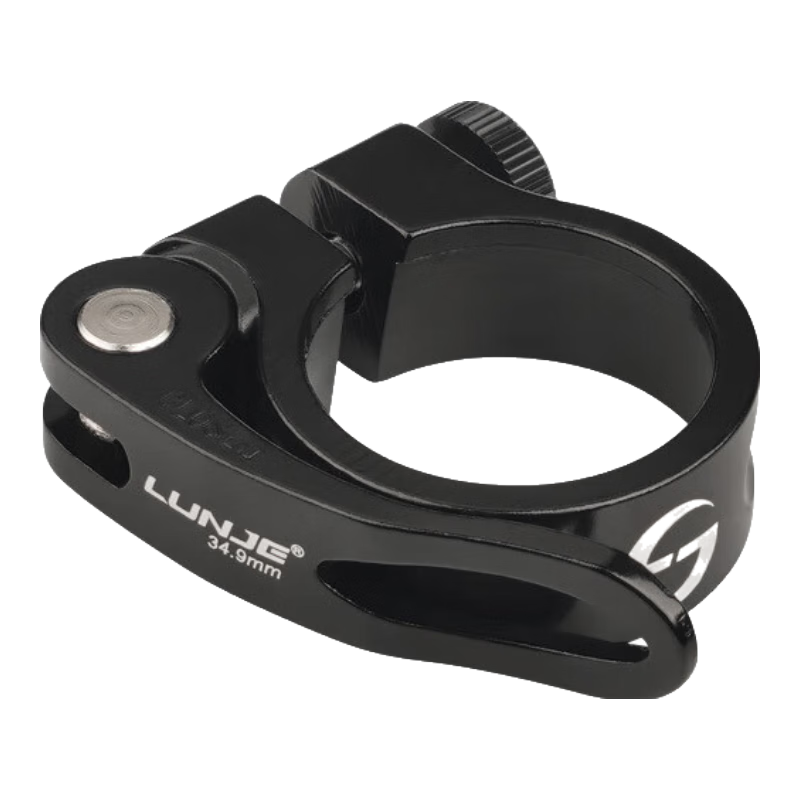 山地自行車快拆座管夾 鋁合金鞍管鎖死夾 死飛公路車管夾單車配件 34.9mm亮黑色
