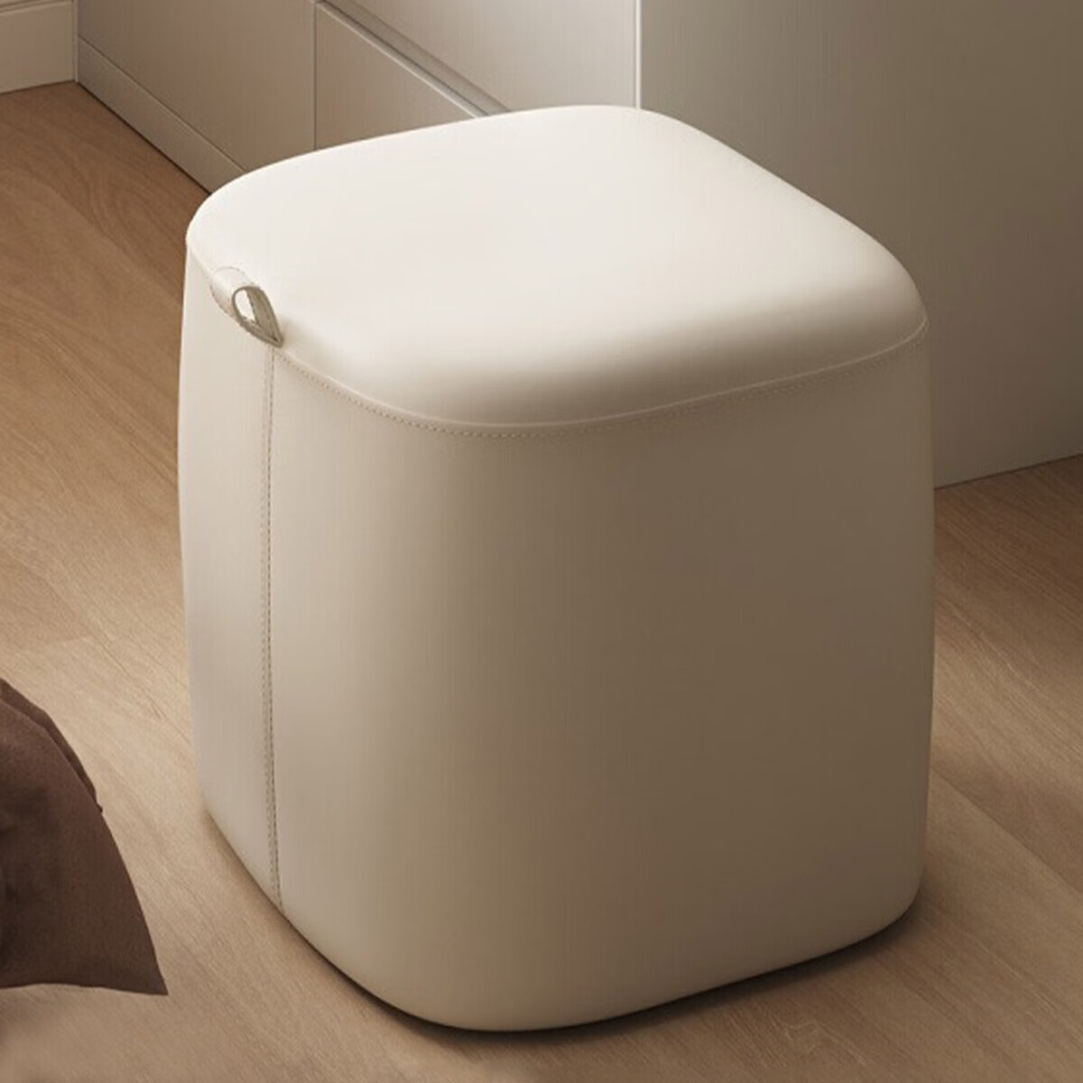 千禧华府凳子家用化妆凳卧室梳妆凳奶油风门口换鞋凳客厅沙发脚凳奶油白色