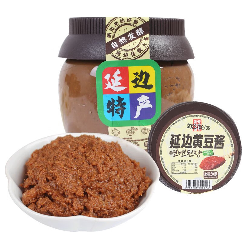 金剛山延邊朝鮮族醬湯專(zhuān)用醬黃豆醬韓國料理傳統生大醬東北大豆醬 黃豆醬500g*1瓶
