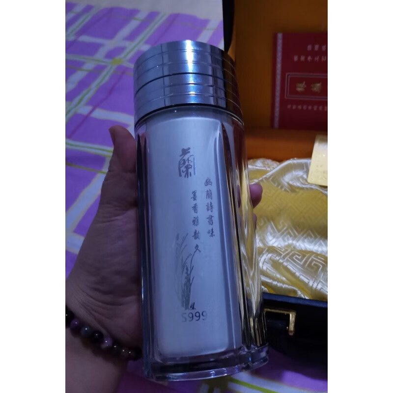妙乐熊银杯子999纯银内胆水杯男女士保温足银茶杯礼品起起 上善若水金色【500毫升】纯银内 默认项