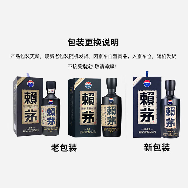 赖茅 传承蓝 酱香型白酒 53度 500ml*6 整箱装(新老版本随机发货)