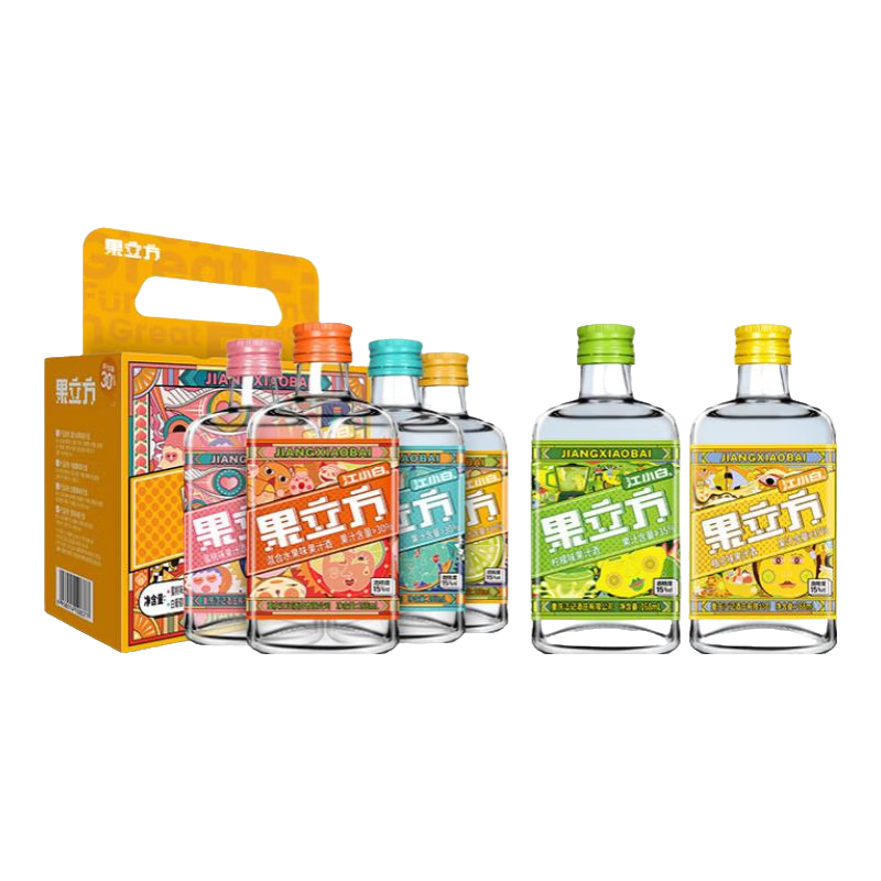 江小白果立方果酒 15度果汁酒 白葡萄味低度微醺风味水果酒 混合口味（六种口味） 168mL 6瓶