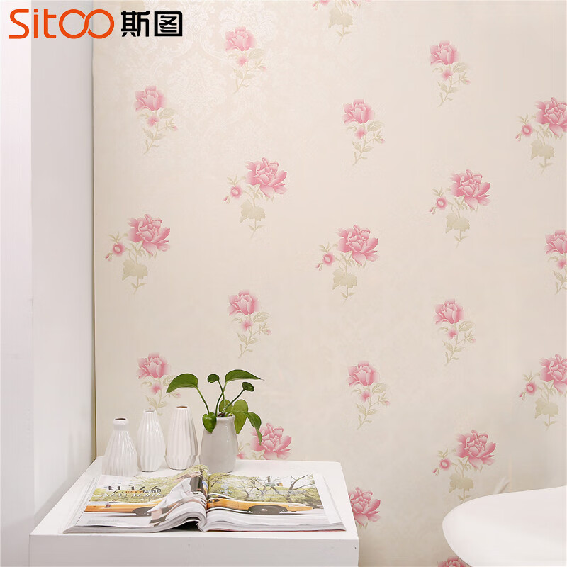 斯圖宿舍墻紙自粘臥室背景墻加厚防水壁紙客廳寢室裝飾紙貼畫3D彩裝膜 新款2001經(jīng)典大花60cm*3米