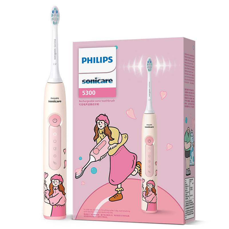 飞利浦（PHILIPS）电动牙刷钻石3系乔治桑限定礼盒 生日礼物 情侣款送男生/女友 HX5171/02莉莉款 国家补贴