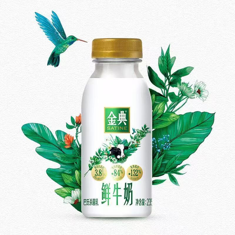 伊利金典鲜牛奶235ml*9瓶营养早餐巴氏杀菌低温牛奶 金典235ml *8瓶