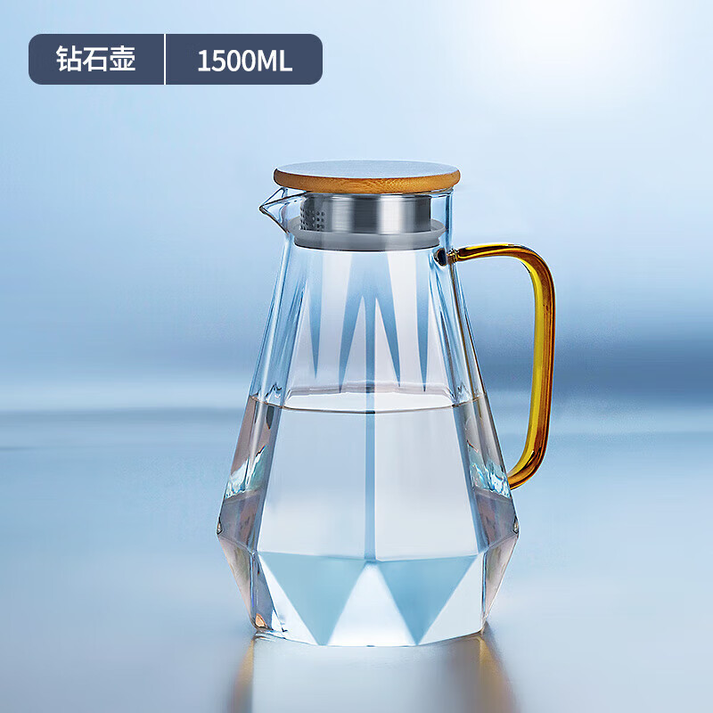 左铝 冷水壶玻璃耐热高温家用高颜值凉水瓶泡茶壶套装大容量凉 1.5L单壶