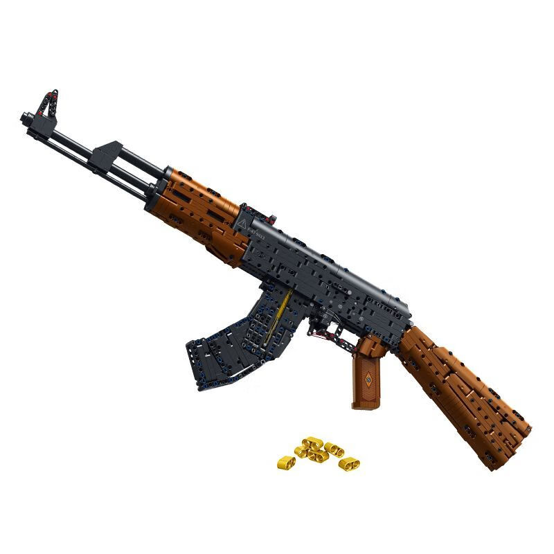 赟娅积木军事突击步枪AK47兼容小颗粒拼装男孩子玩具枪模生日礼物 【AK-47】可发射-1423PCS