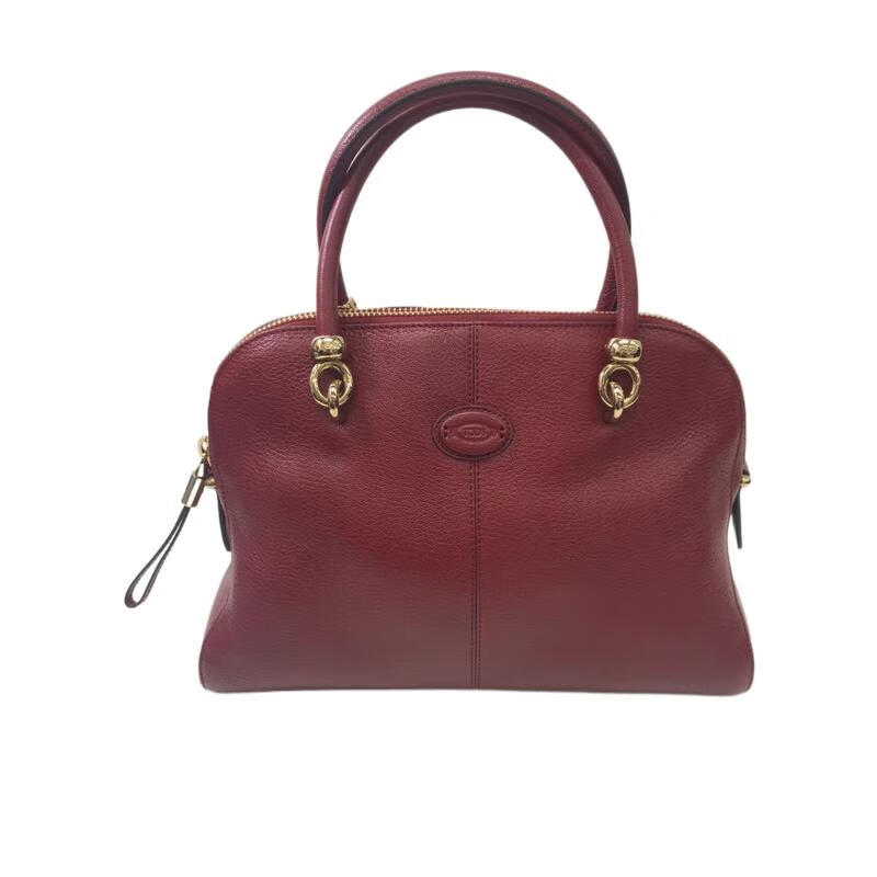 托德斯女式拉鏈單肩包可拆肩帶雙手柄通勤休閑包送女友禮物 紅色 均碼