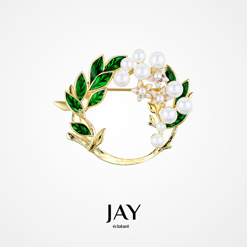 Jay梔子花胸針高端精致時(shí)尚胸花西裝領(lǐng)針配飾氣質(zhì)別針母親節(jié)禮物 品牌禮盒梔子花胸針