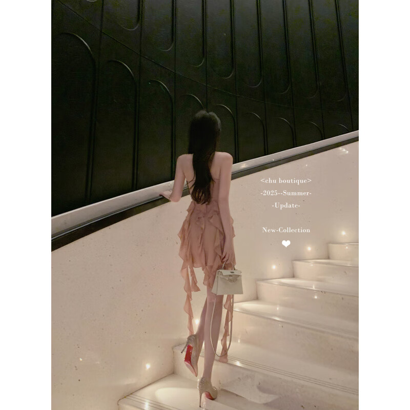 CHUUCHU小初氛围感女神裙抹胸连衣裙巨美裙摆会说话 奶茶裸_现货 XS